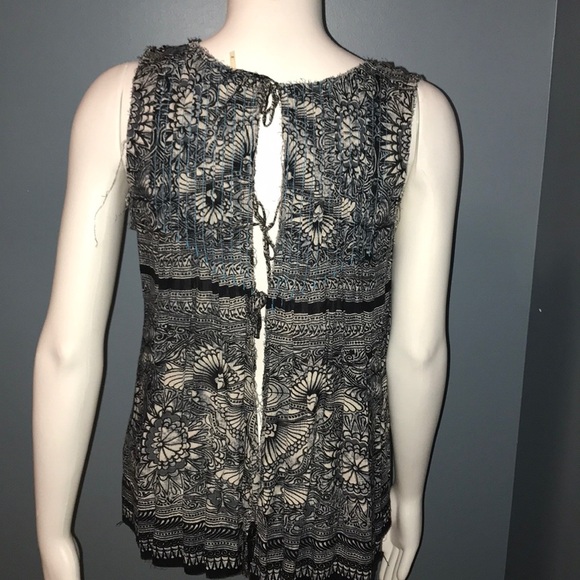 Free People one paradise stars tank pin-tucked embroidered tank triple tie back - Picture 6 of 9